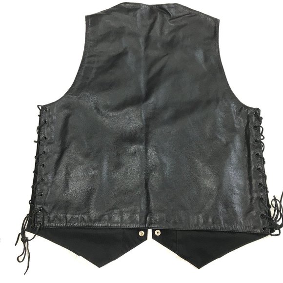 FMC Moto Western Concealed Carry Leather Side Laced Vest Sz XL EUC Vtg - Picture 6 of 12